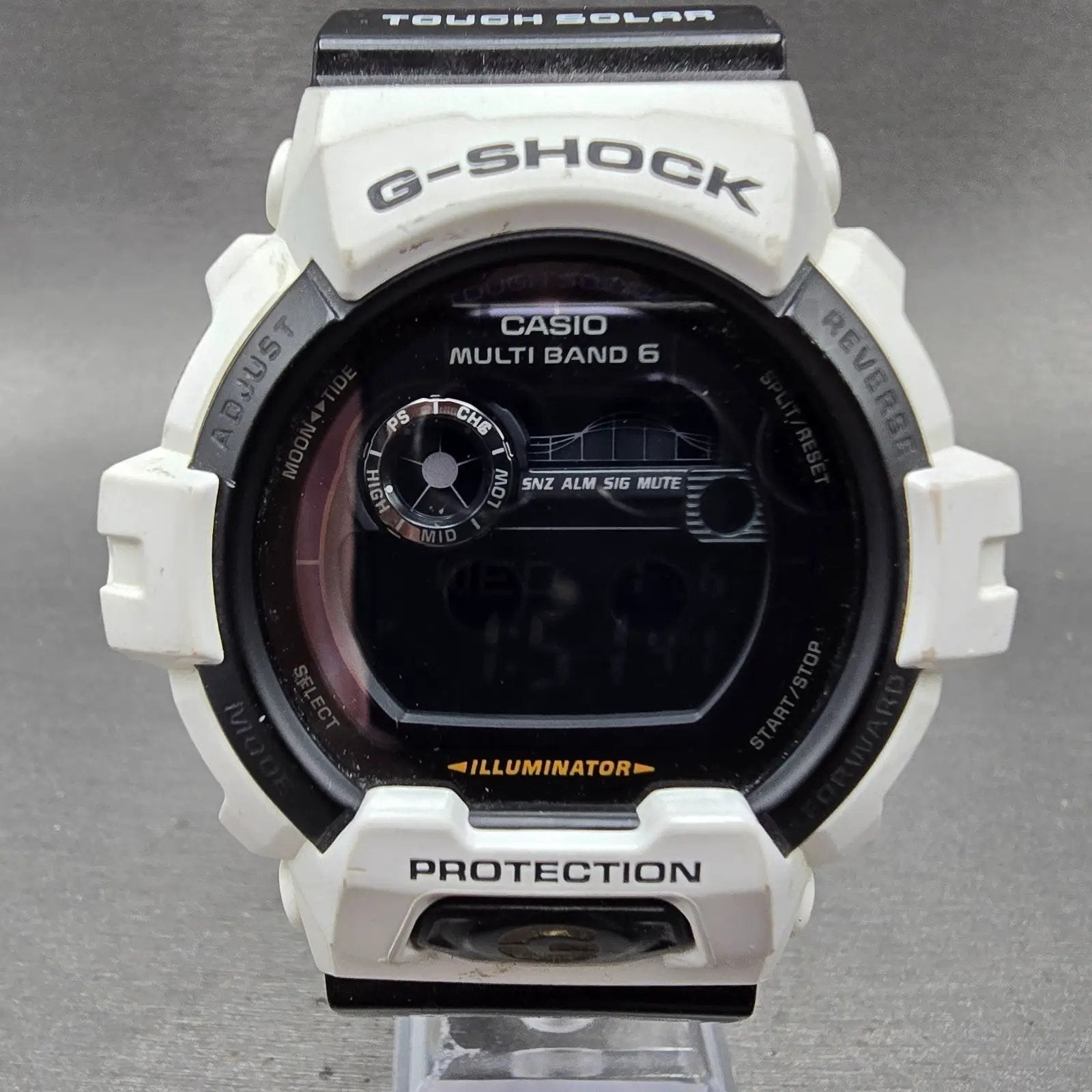 Casio G-Shock GWX-8900B Watch Men 53mm White Black Alarm Chronograph Solar Runs0