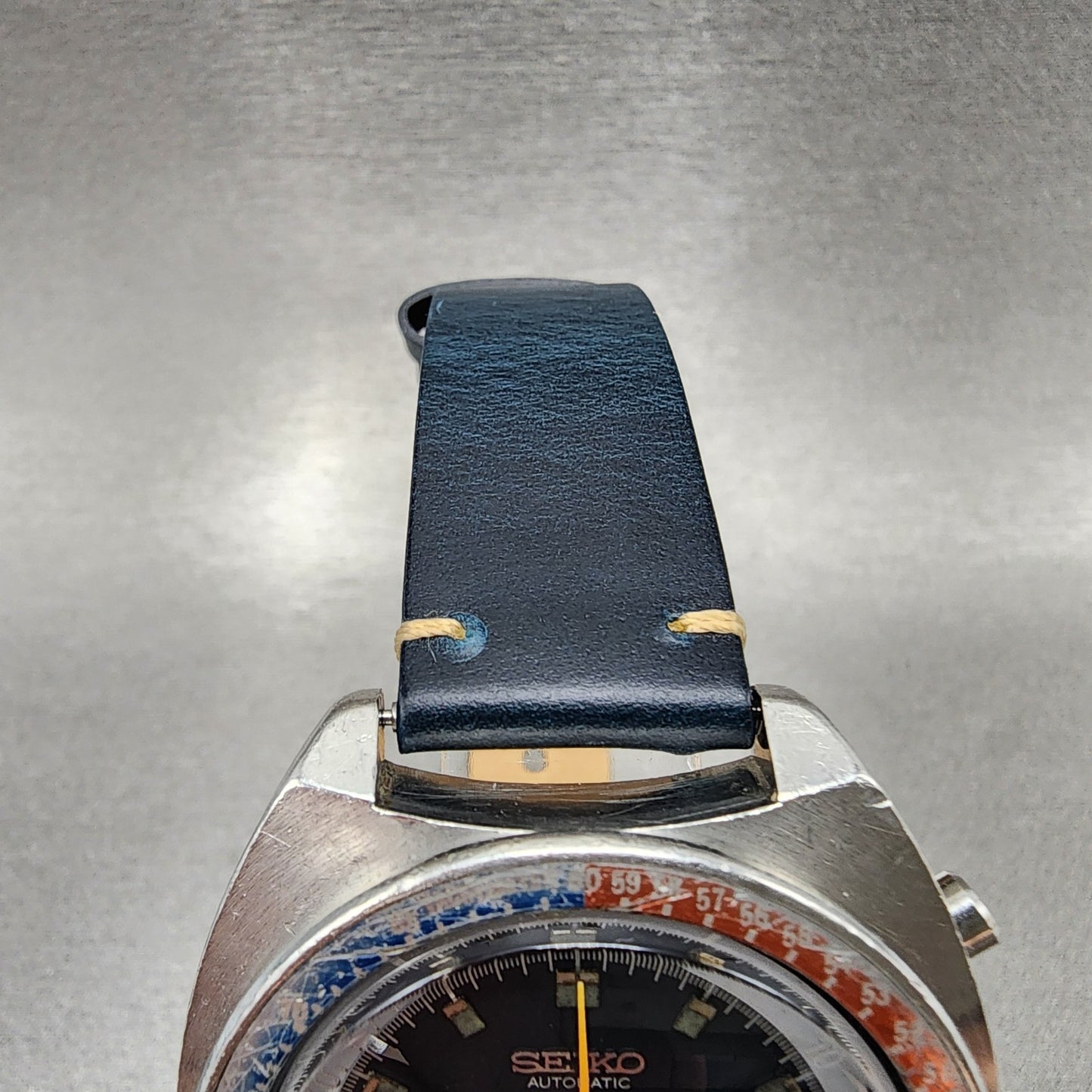 Seiko Pogue Chronograph Watch Men 41mm Blue Dial Steel Daydate 6139 Serviced4