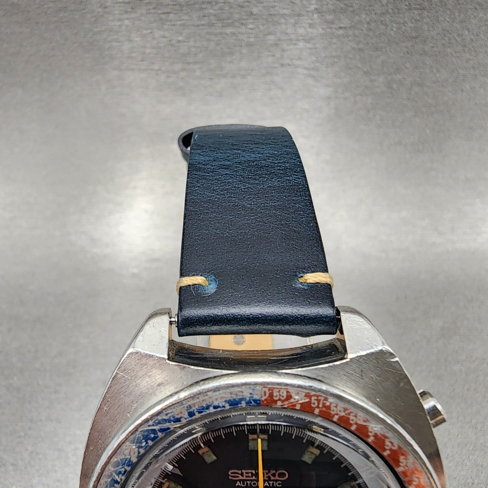 Seiko Pogue Chronograph Watch Men 41mm Blue Dial Steel Daydate 6139 Serviced4