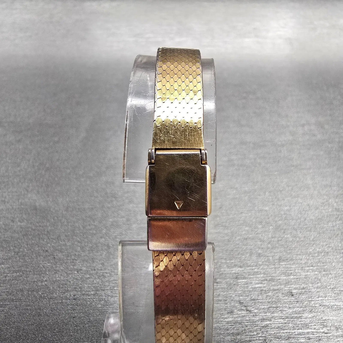 Seiko Lassale Watch Women 12mm Gold Dial Gold Tone Rectangle 2E50-5009 New Batt7