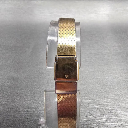 Seiko Lassale Watch Women 12mm Gold Dial Gold Tone Rectangle 2E50-5009 New Batt7