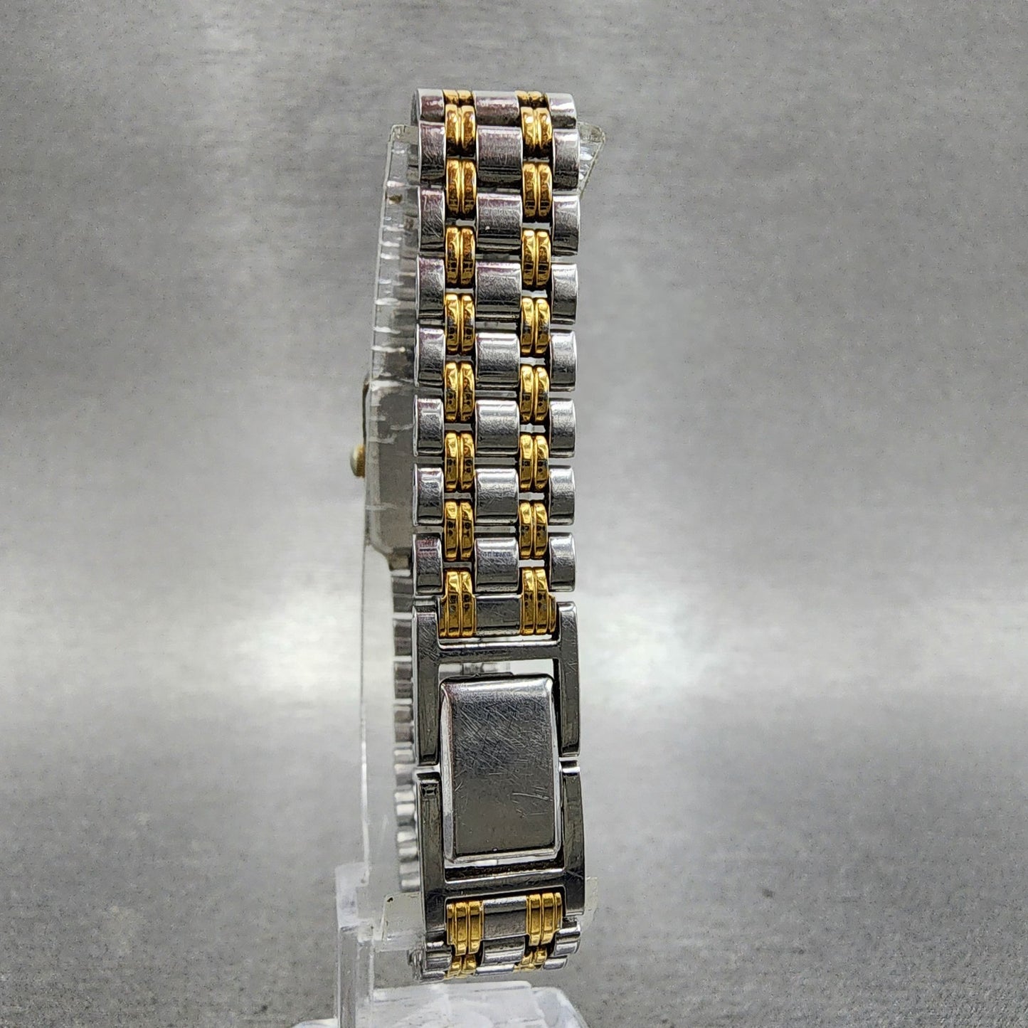 Seiko Tank Watch Women 18mm White Dial Two Tone Rectangle V4015129 New Battery7