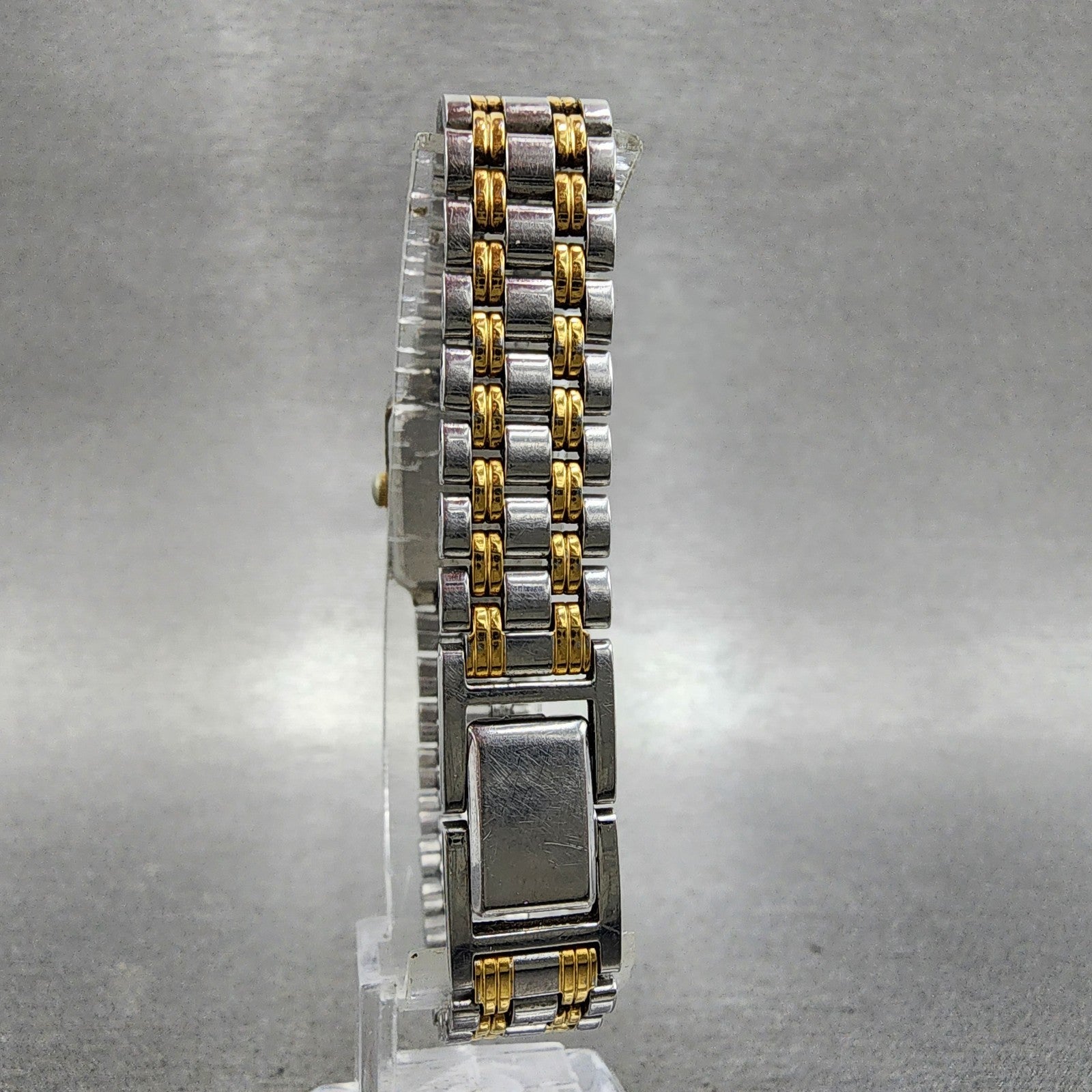 Seiko Tank Watch Women 18mm White Dial Two Tone Rectangle V4015129 New Battery7