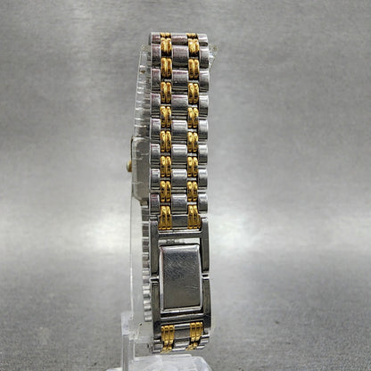Seiko Tank Watch Women 18mm White Dial Two Tone Rectangle V4015129 New Battery7