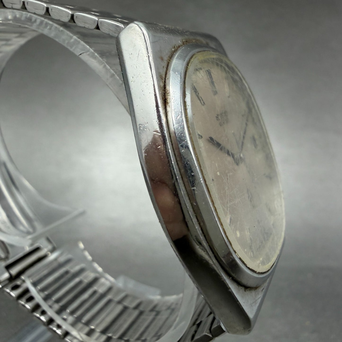 Seiko Watch Men 34mm Silver Dial Silver Tone Date Vintage 7832-5010 New Battery3