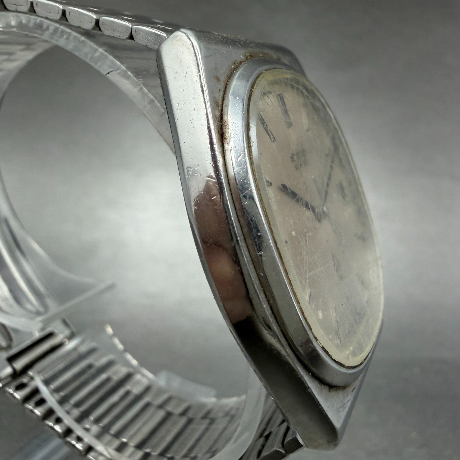 Seiko Watch Men 34mm Silver Dial Silver Tone Date Vintage 7832-5010 New Battery3