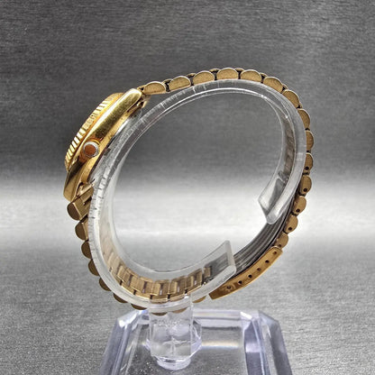 Seiko President Watch Women 24mm Gold Dial Gold Daydate 7N83-0041 New Battery6
