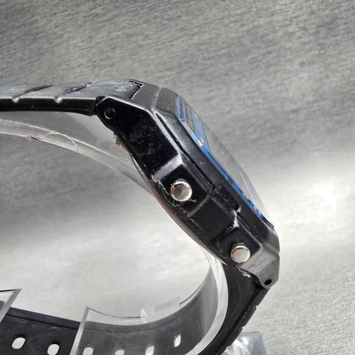 Casio Illuminator F-105 Watch Men 35mm Black Blue Chrono Alarm New Battery JP343