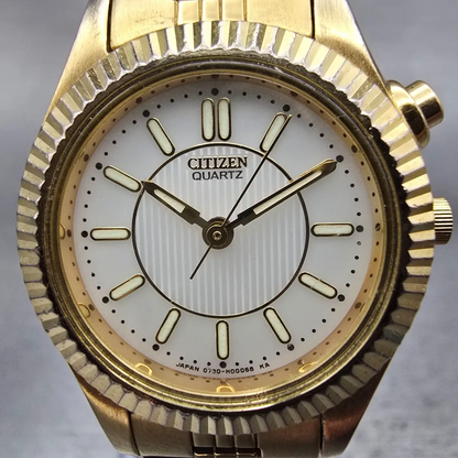 Citizen Watch Women 26mm White Dial Gold Tone Backlight 0730-H00028 New Battery1