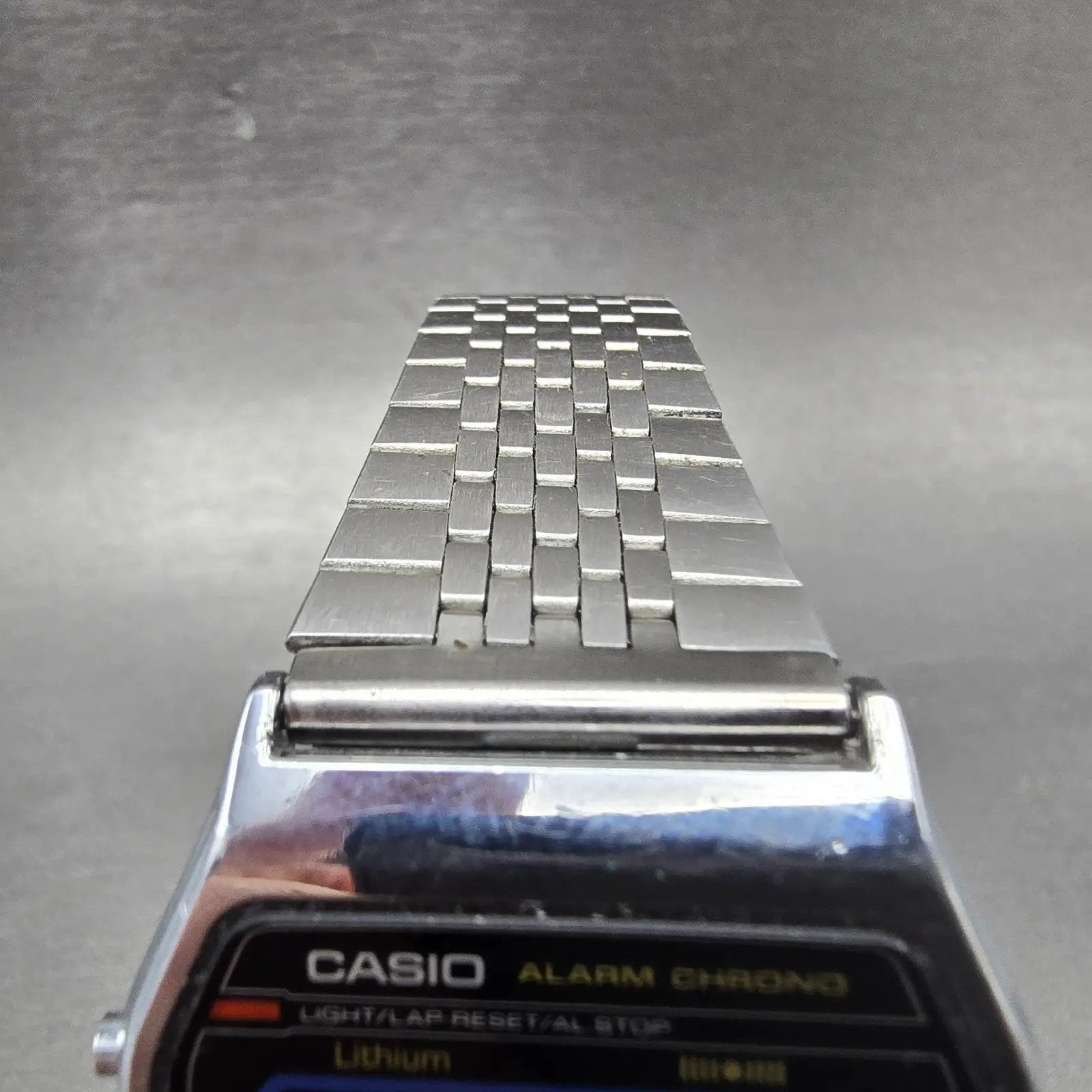 Casio A161 Watch Men 33mm Silver Tone Digital Alarm Chronograph PARTS5