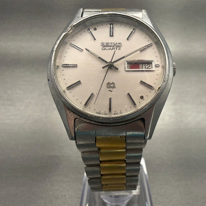 Seiko SQ Watch Men 35mm Silver Dial Two Tone Daydate Round 7123-8460 New Battery5