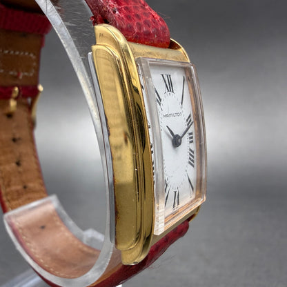 Hamilton Tank Watch Women 18mm White Dial Gold Tone Rectangle 6092 PARTS4