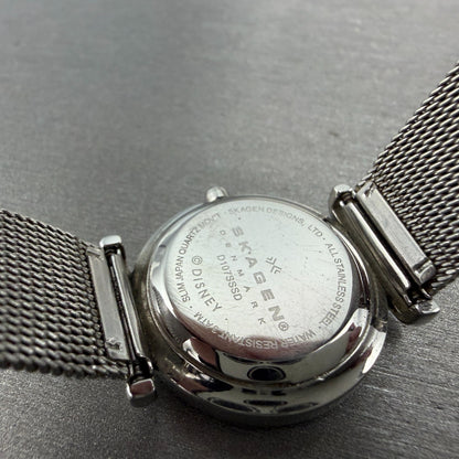 Skagen Mickey Mouse Watch Women 25mm White Dial Silver Tone Round New Battery9