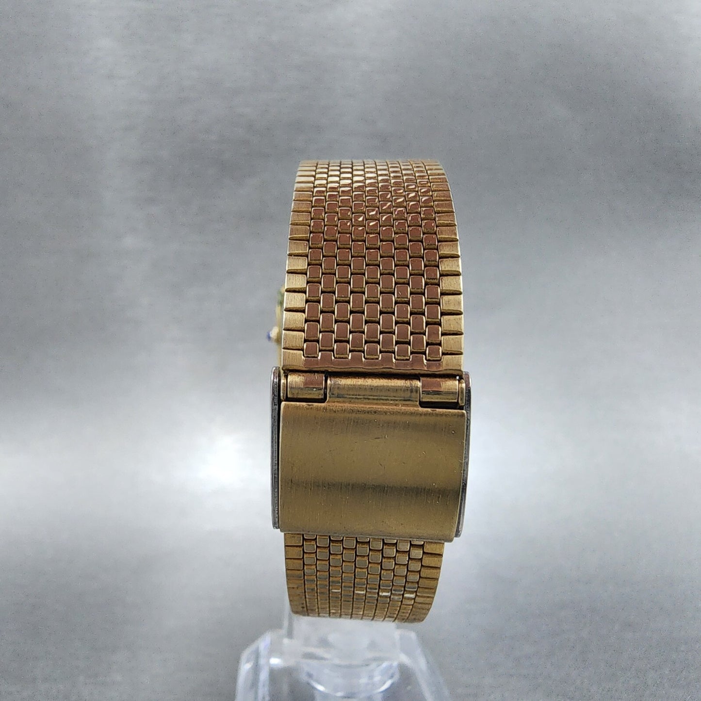 Rado Elegance Watch Men 28mm Gold Dial Gold Tone Date Octagon READ!!! New Batt7