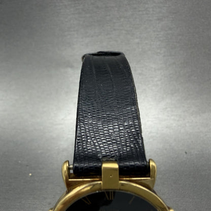 Gucci Watch Men 31mm Black Dial Gold Tone Vintage Roman Numerals 3400F PARTS5