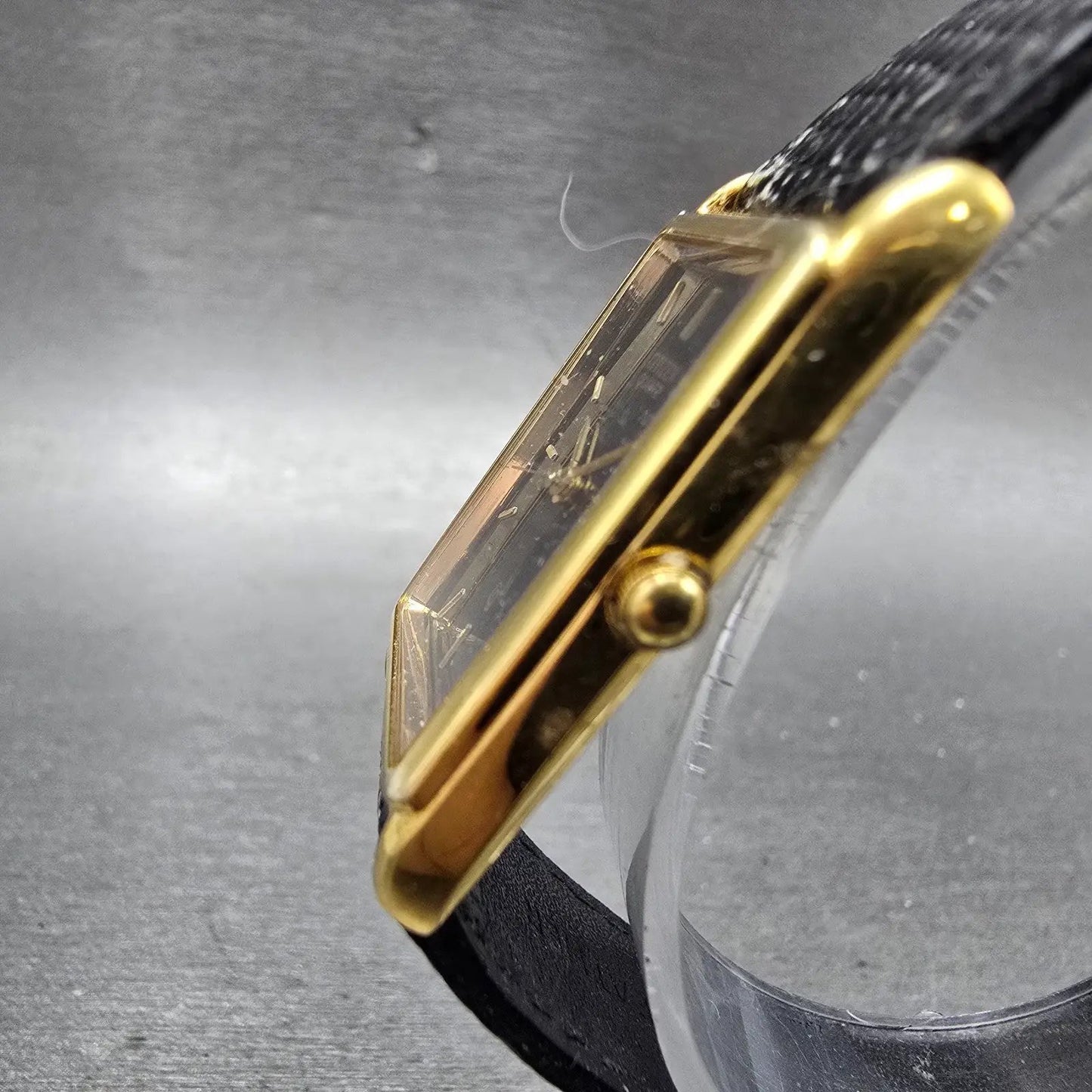 Citizen CQ Tank Watch Men 23mm Black Dial Gold Tone Rectangle 6031 PARTS Vintage3