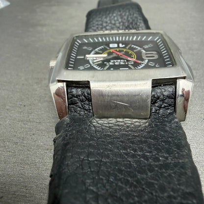 Diesel Bugout Watch Men 49mm Black Dial Steel Daydate Rectangle DZ-1215 New Batt4