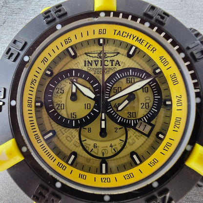 Invicta Sub Aqua Noma Chronograph Watch Men 50mm Yellow Dial Yellow Tone New Bat2