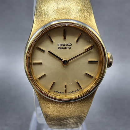 Seiko Watch Women 19mm Champagne Dial Gold Tone Round 160079 New Battery1