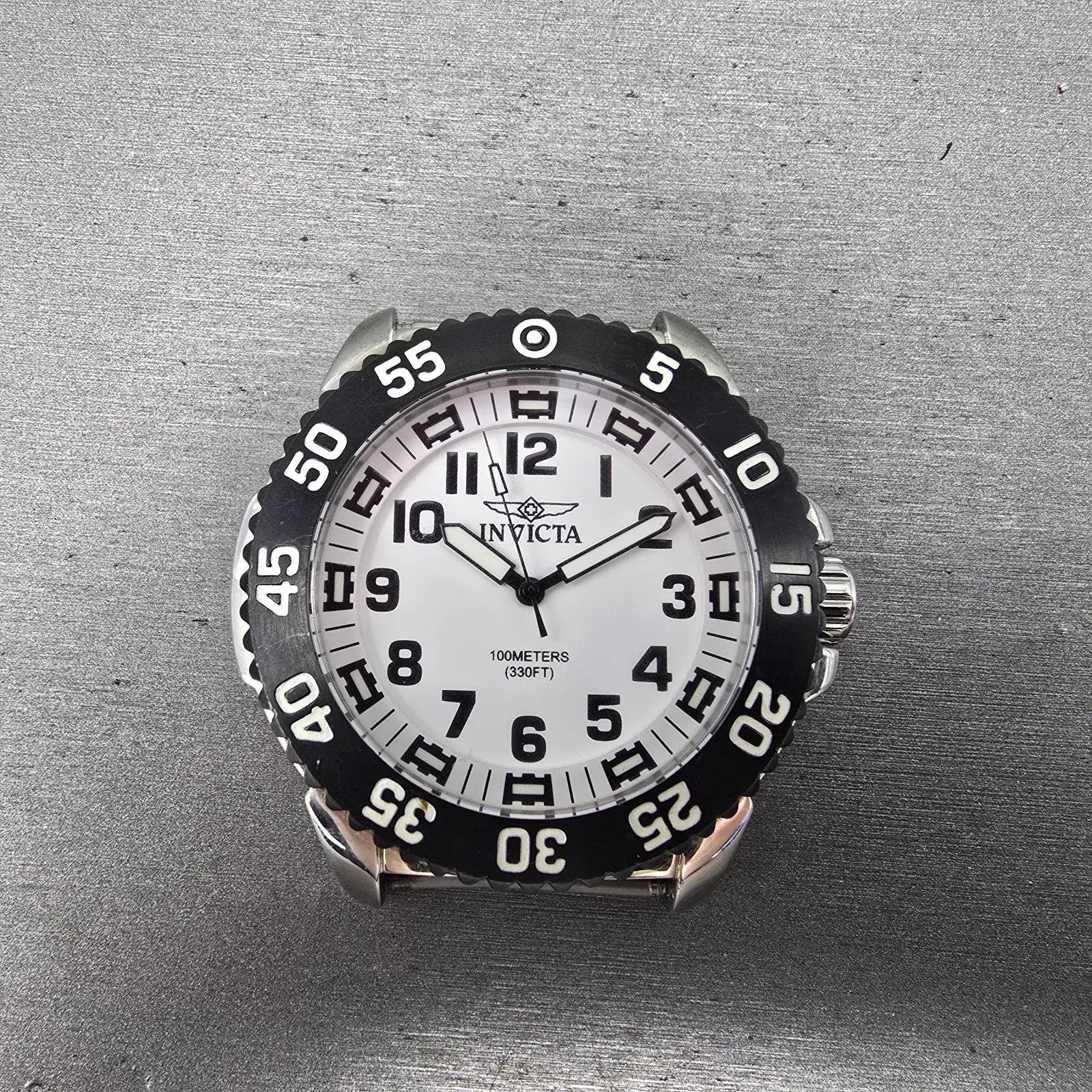 Invicta Dive Watch Men 48mm White Dial Silver Tone Round 1101 New Battery0
