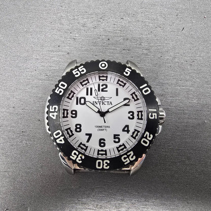Invicta Dive Watch Men 48mm White Dial Silver Tone Round 1101 New Battery0