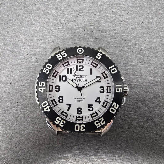 Invicta Dive Watch Men 48mm White Dial Silver Tone Round 1101 New Battery0