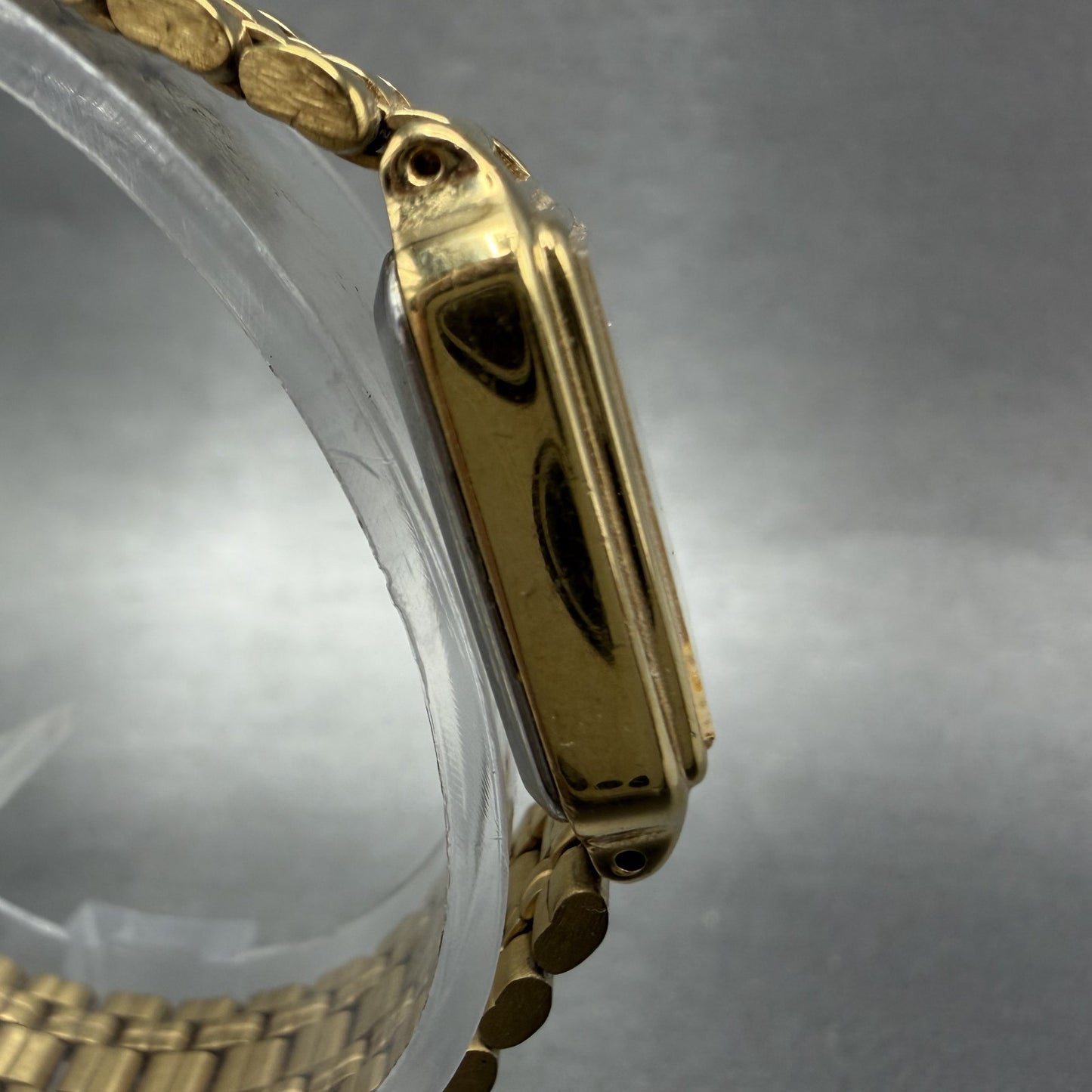 Seiko Tank Watch Women 18mm Champagne Dial Gold Tone Rectangle V401-5129 NewBatt3