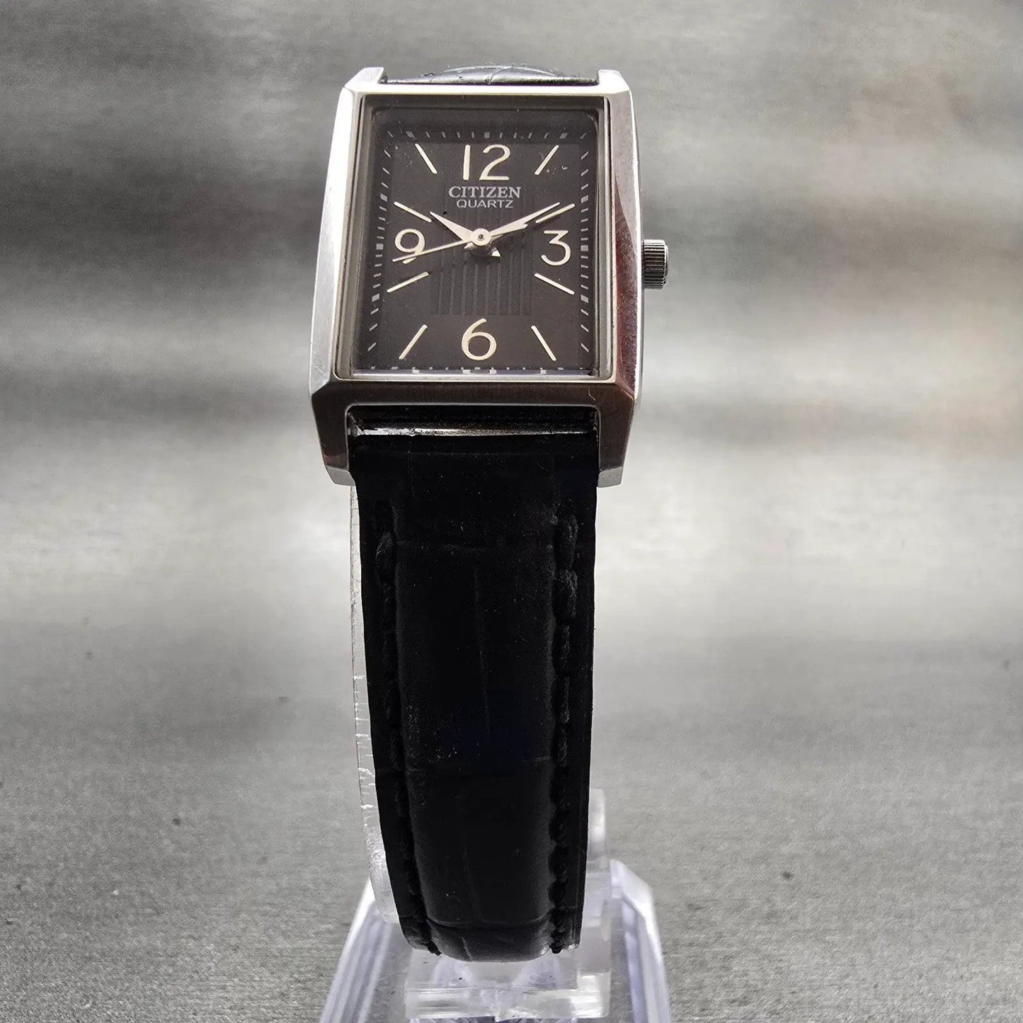 Citizen Watch Women 20mm Black Dial Silver Tone Rectangle 5930-S066859 New Batt5