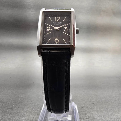 Citizen Watch Women 20mm Black Dial Silver Tone Rectangle 5930-S066859 New Batt5