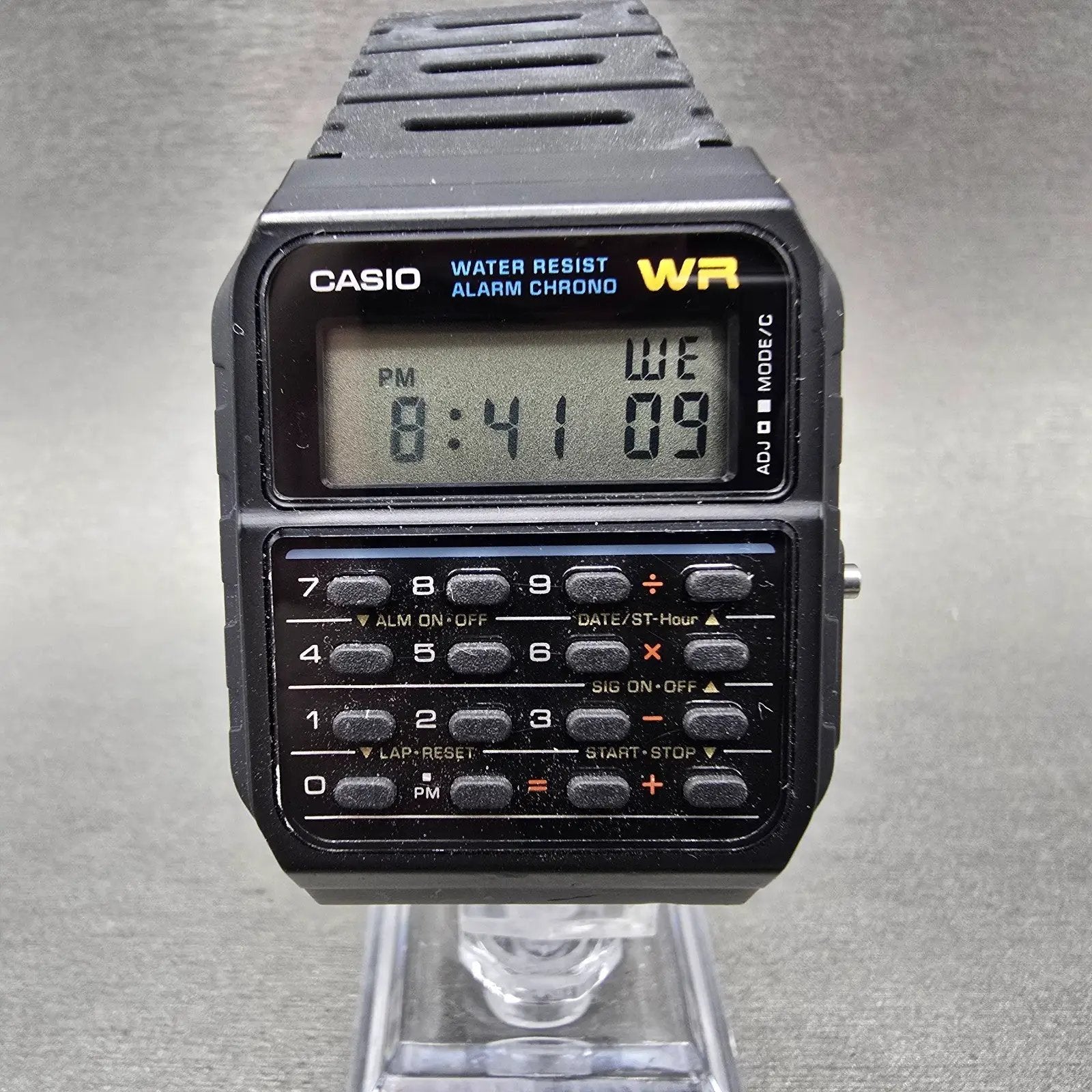 Casio Calculator CA-53W Watch Men 34mm Black Alarm Chronograph New Battery L0