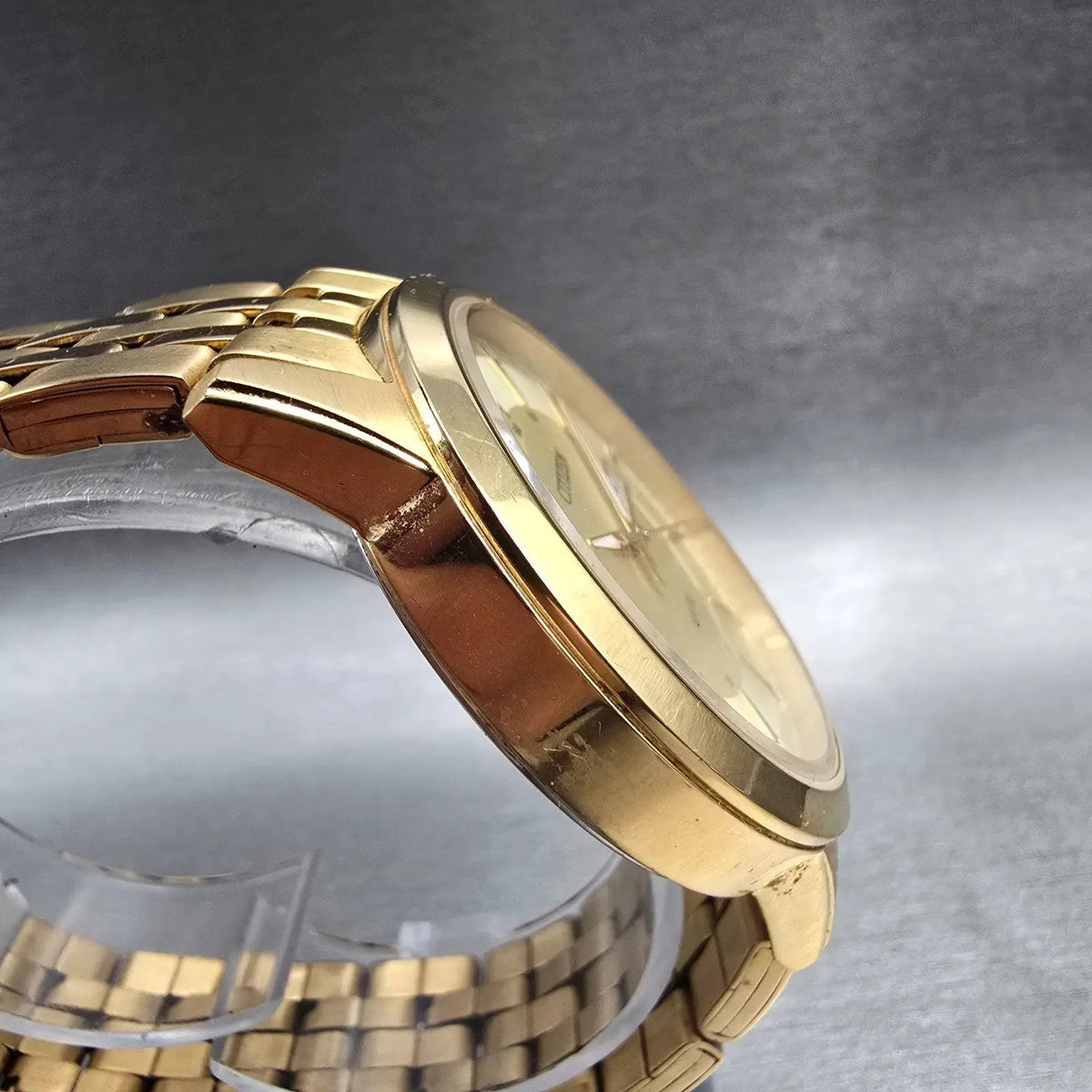 Citizen Watch Men 41mm Gold Dial Gold Tone Daydate 1502-S097835 New Battery3