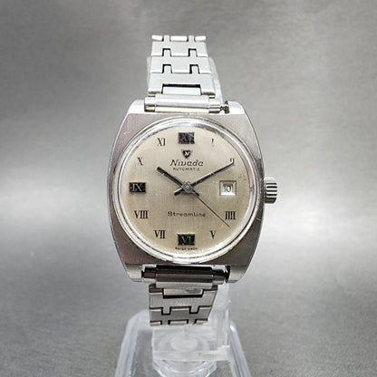 Nivada Streamline Automatic Watch Women 26mm Silver Dial Silver Tone Date Runs5