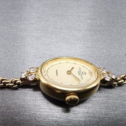 Christian Bernard Watch Women 16mm Cream Dial Gold Tone Oval READ!!! New Batt4