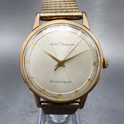 Seiko Champion Watch Men 35mm Silver Dial Gold Tone Manual 17J J14082 PARTS0