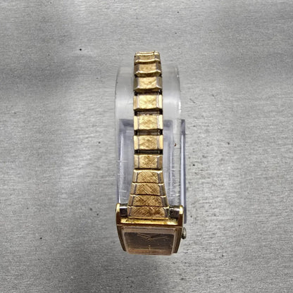 Seiko Tank Watch Women 17mm Silver Dial Gold Tone Rectangle 2C20-5830 New Batter4