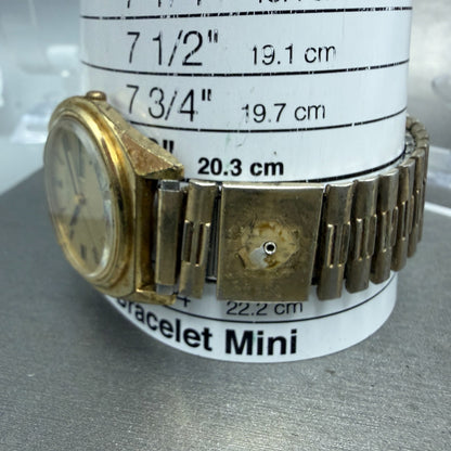 Bulova Accutron Watch Men 36mm Gold Dial Gold Tone Daydate Round 7256 PARTS11