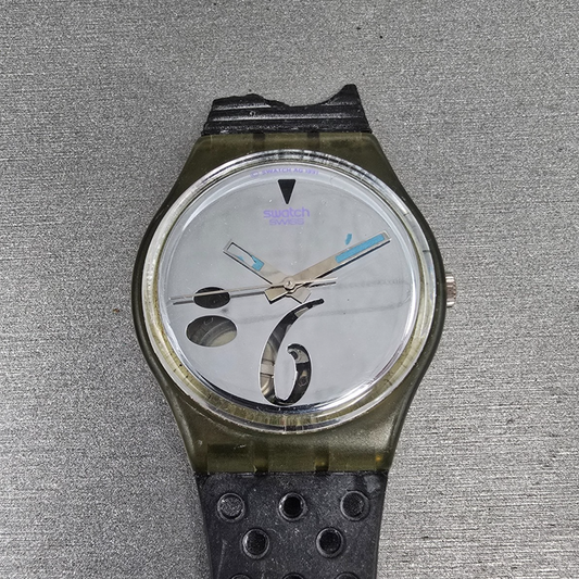 Swatch High Beam Watch Men 34mm Silver Dial Brown Case GM107 New Battery READ0