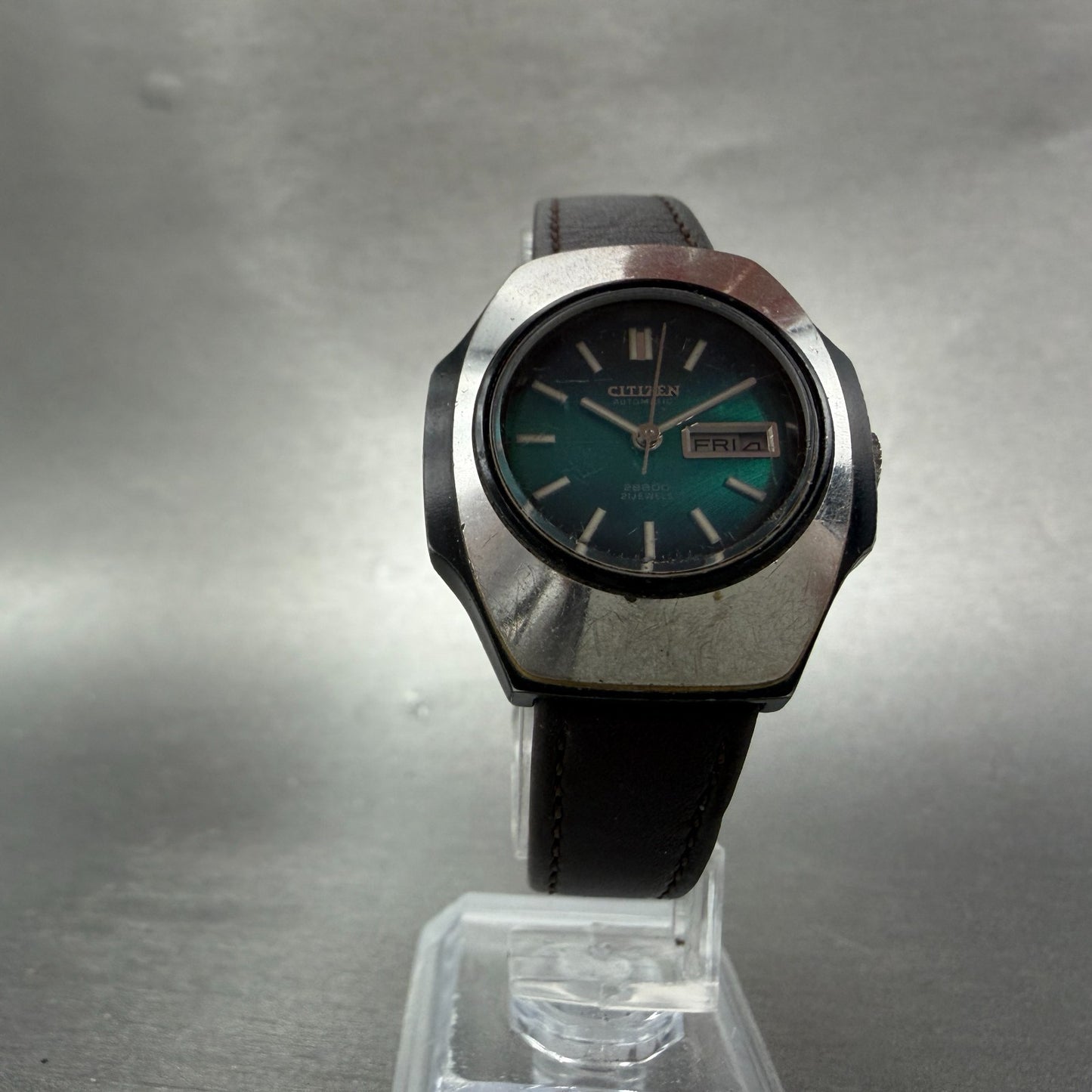 Citizen Automatic Watch Women 29mm Blue Green Dial Silver Daydate 4-661052 Runs5