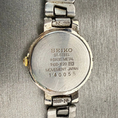Seiko Watch Women 21mm White Dial Two Tone Round 1N00-1E20 New Battery Vintage10