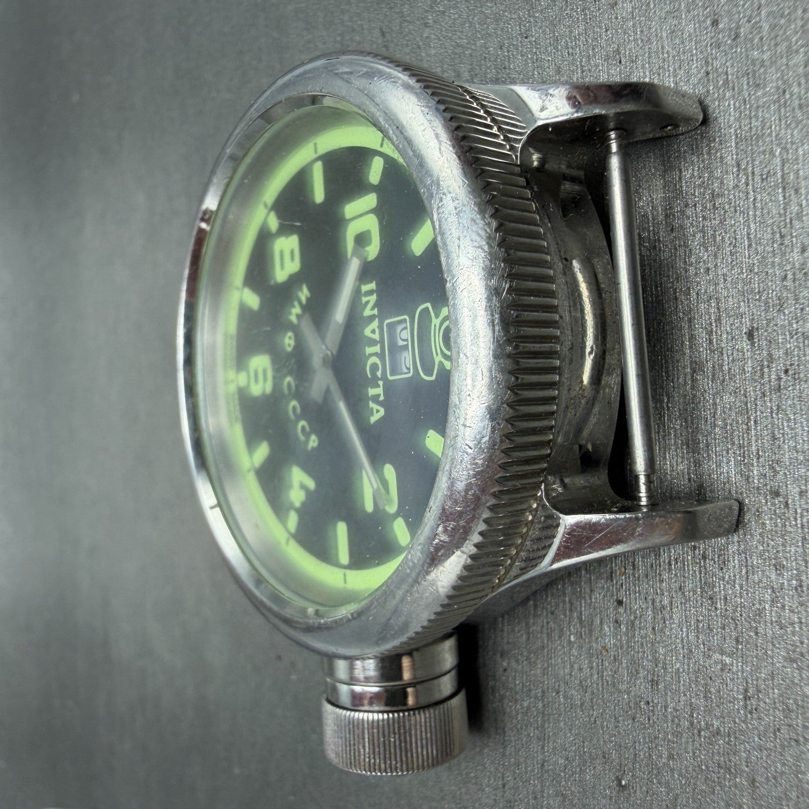 Invicta Russian Diver Watch Men 52mm Black & Green Dial Steel Date 4342 PARTS5
