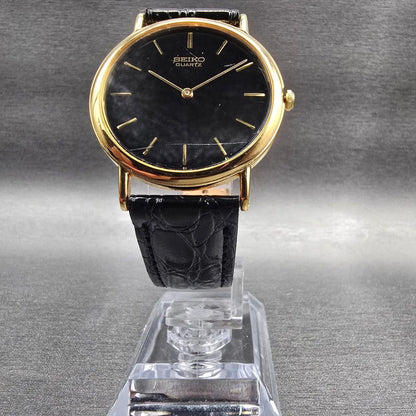 Seiko Watch Men 34mm Black Dial Gold Tone Round 7N00-8A00 New Battery Vintage5