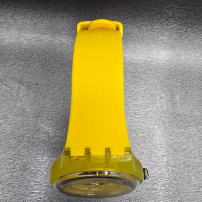 Swatch Yellow Laquered Watch Men 41mm Skeleton Dial Round SUOJ100 New Battery4