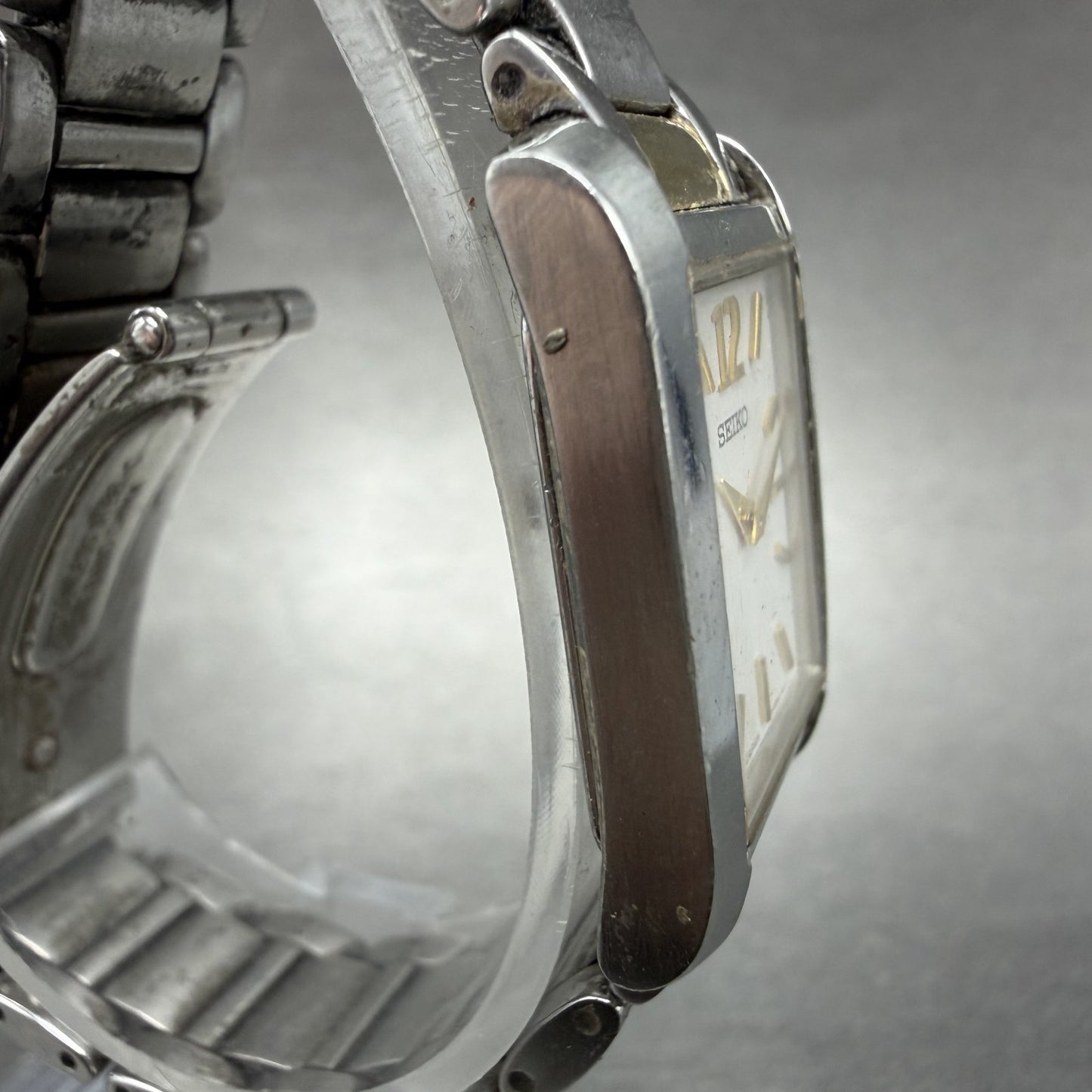 Seiko Tank Watch Women 21mm White Dial Two Tone Rectangle 1N00-0RT0 New Battery3