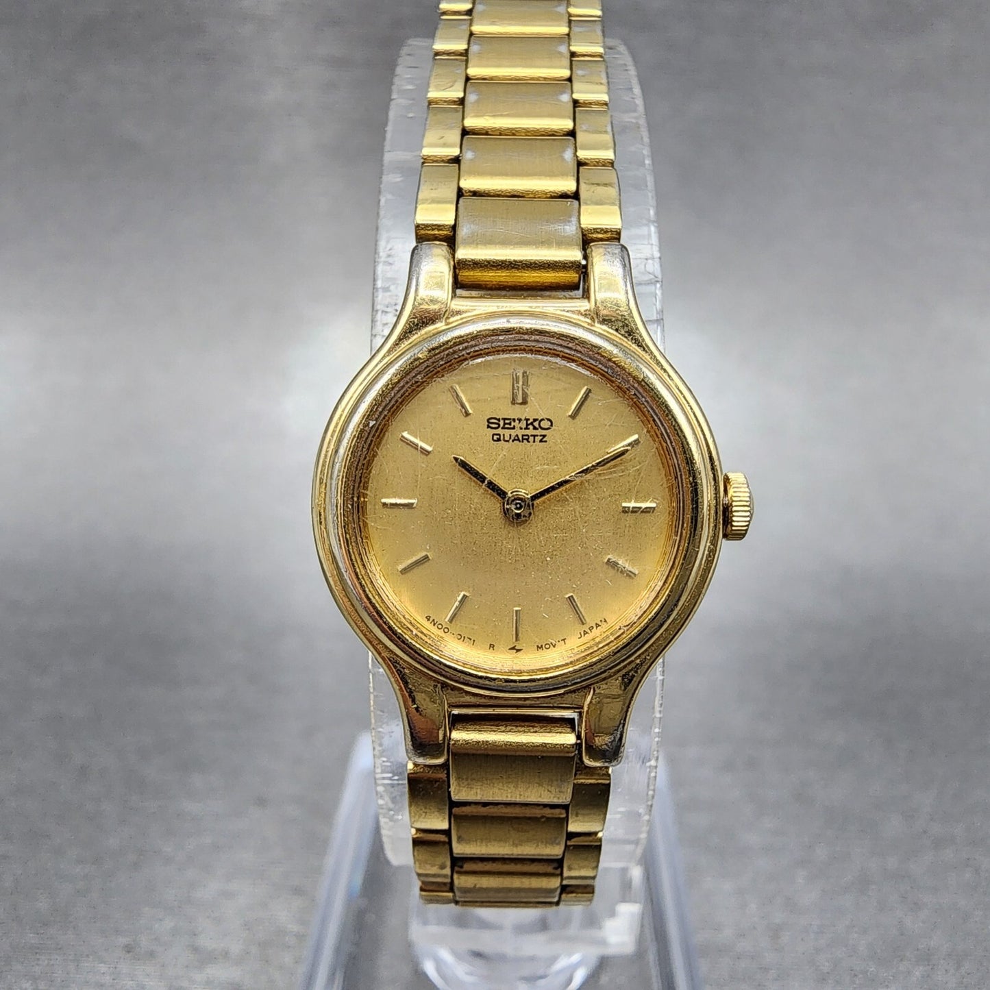 Seiko Watch Women 19mm Gold Dial Gold Tone Round 4N000069 New Battery0
