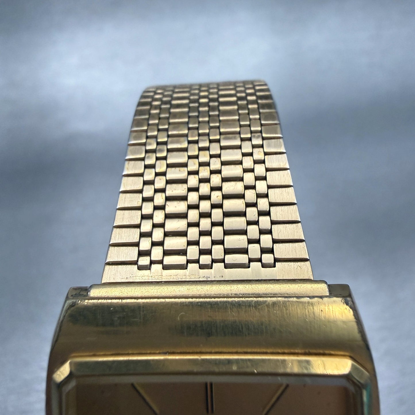 Seiko Tank Watch Men 29mm Gold Dial Gold Tone Rectangle 7830-5150 New Battery4