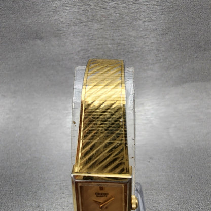 Seiko Tank Watch Women 12mm Gold Dial Gold Tone 1E205109 Rectangle New Battery4