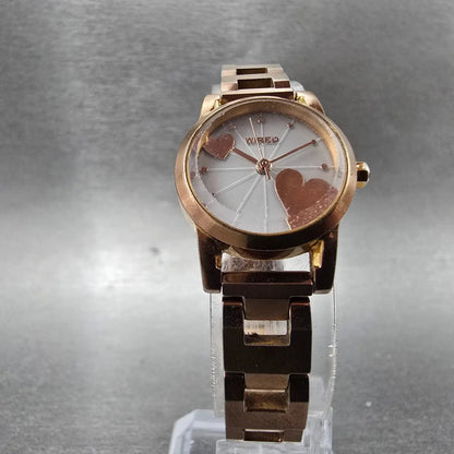 Seiko Wired Watch Women 21mm White Dial Rose Gold Round 1N01-0KK0 New Batt JDM5