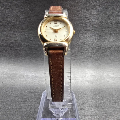 Citizen CQ Watch Women 19mm Champagne Dial Gold Tone Round 5930-K00845 New Batt65