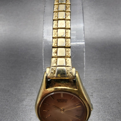 Seiko Watch Women 20mm Cream Dial Gold Tone Oval 3421-5019 New Battery vintage