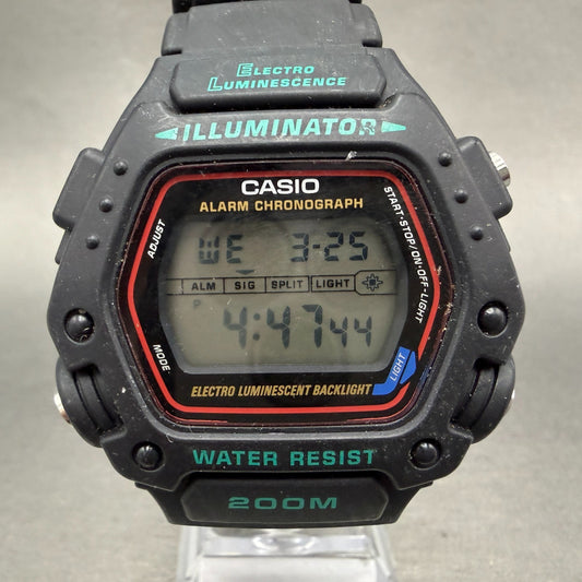 Casio Illuminator DW-290 Watch Men 47mm Black Digital Alarm Chrono New Battery0